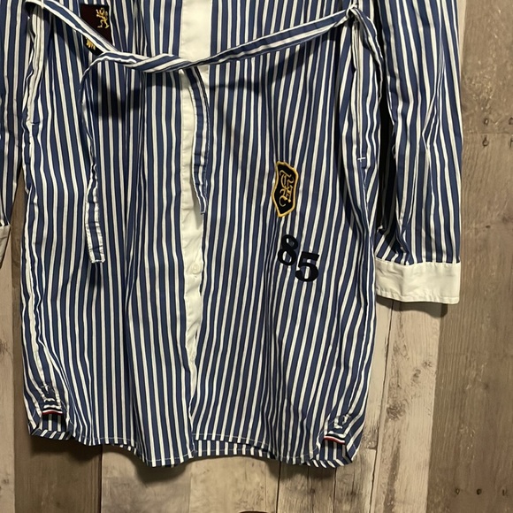 Tommy Hilfiger blue striped belted Shirt Dress with patches size 12 - Picture 4 of 5